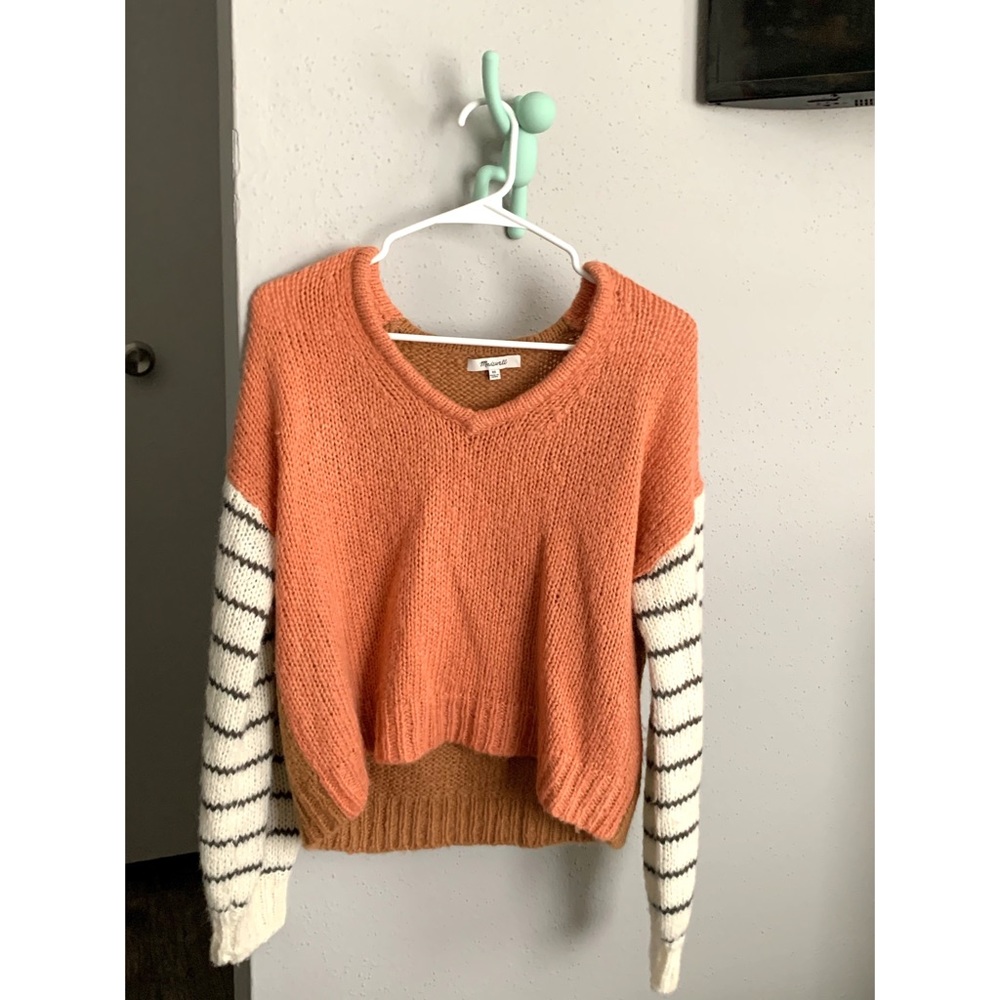 Madewelll colorblock balloon sleeve knit sweater